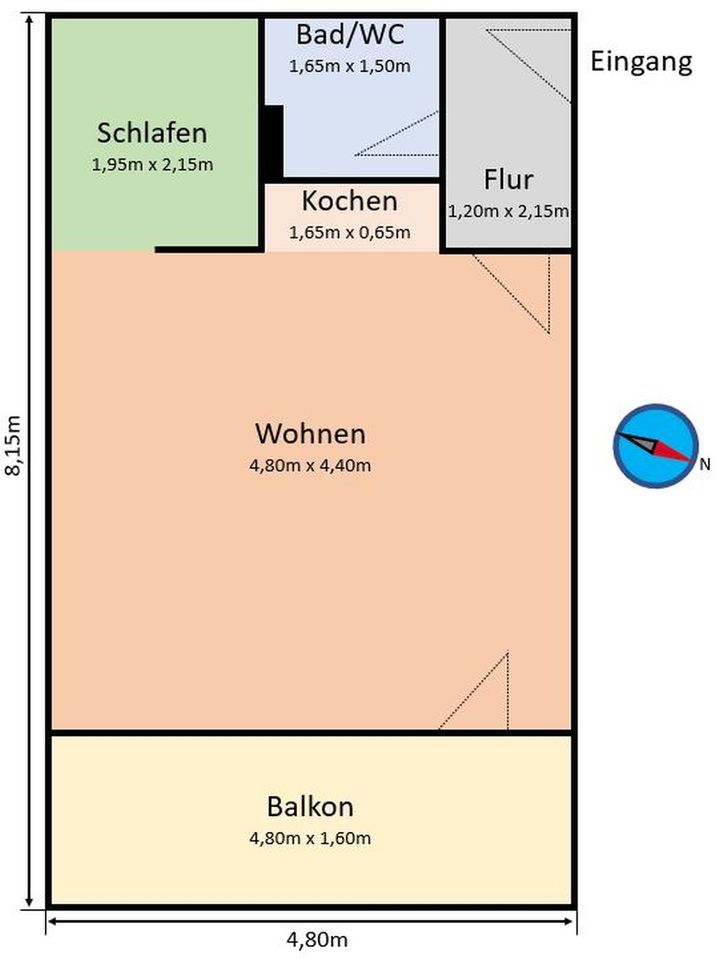 Möbilierte und vermietete 1,5 Zimmer Wohnung mit Balkon und Garage in Stuttgart-Birkach in Stuttgart