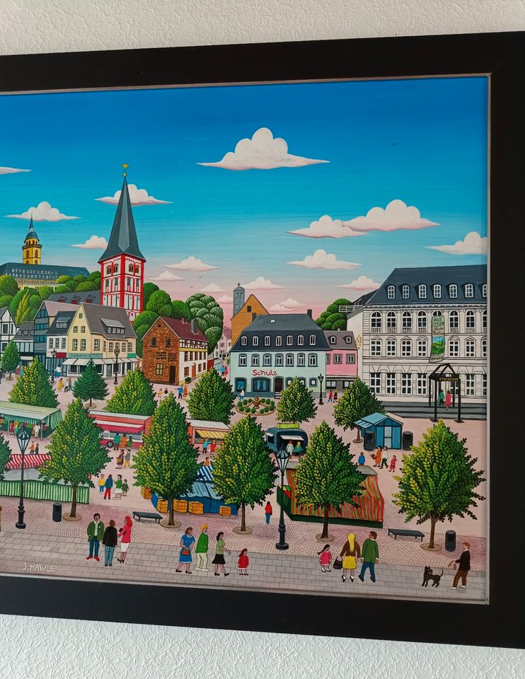 Original Gemälde Josef Hawle - Siegburg Marktplatz naive Malerei in Eitorf