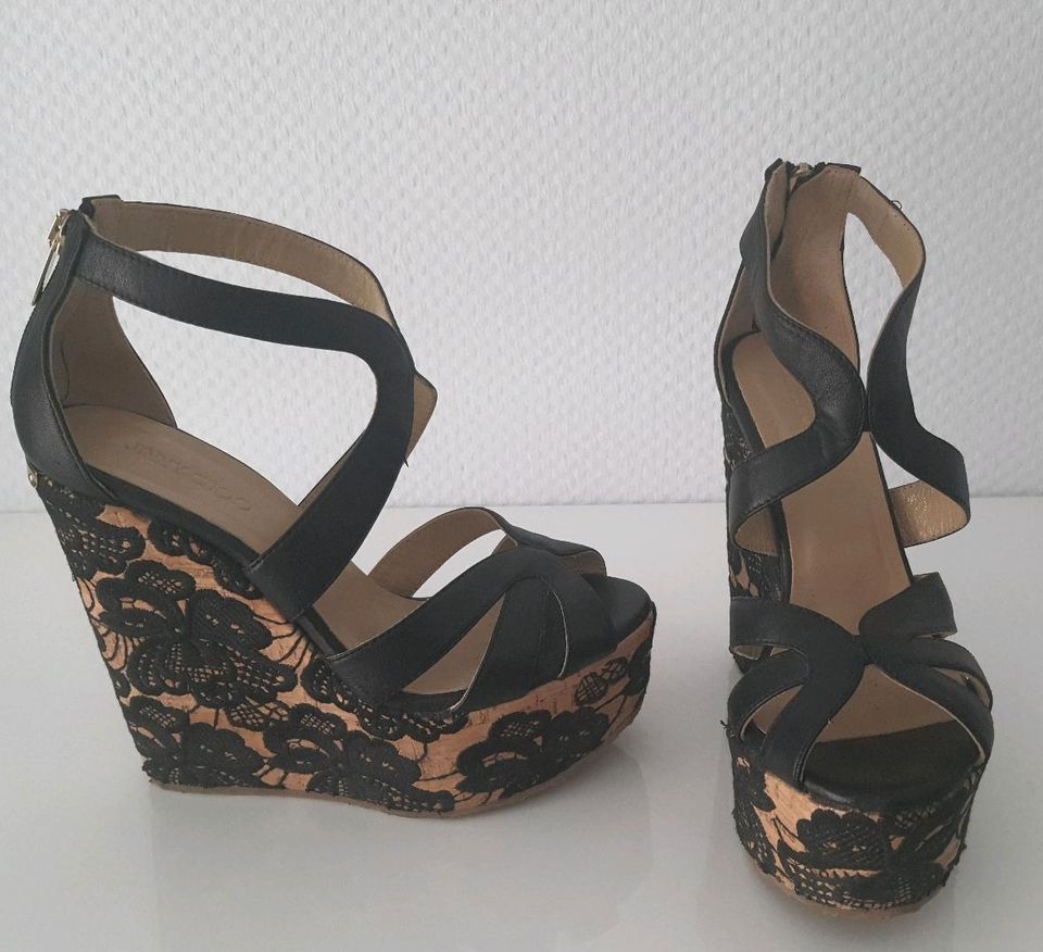 JIMMY CHOO WEDGES PLATEAU SANDALE 37,5 TOP ZUSTAND in Witten