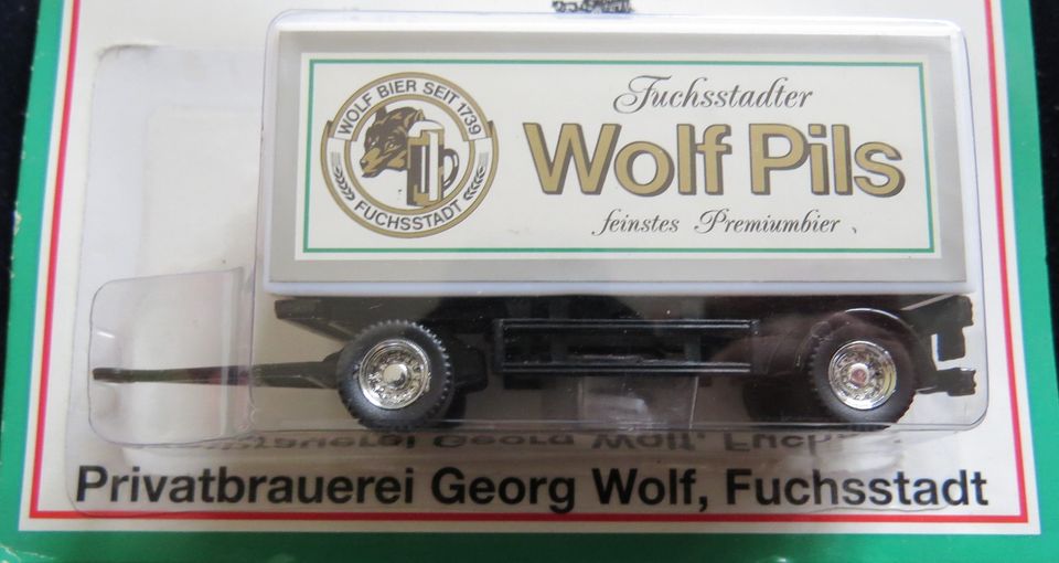 Miniatur-LKW-Anhänger „Fuchsstadter Wolf Pils“ neu in OVP in Kleinrinderfeld