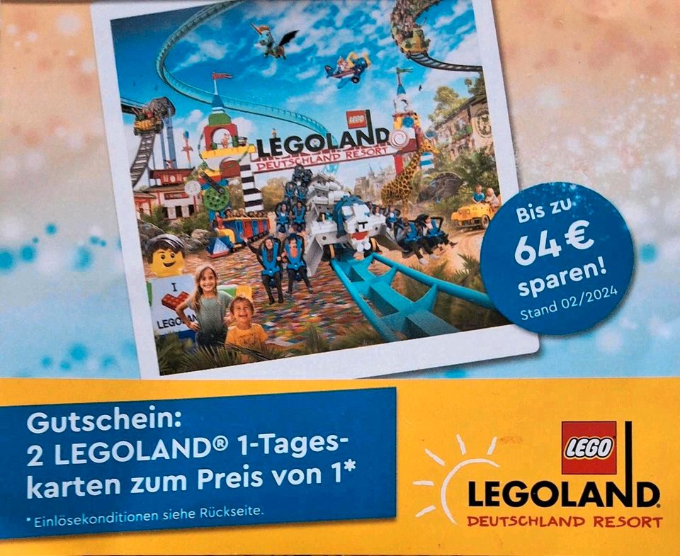 Legoland Gutschein Rabatt 50% auf Eintritt sparen! Lego Gutschein in Neufahrn in Niederbayern