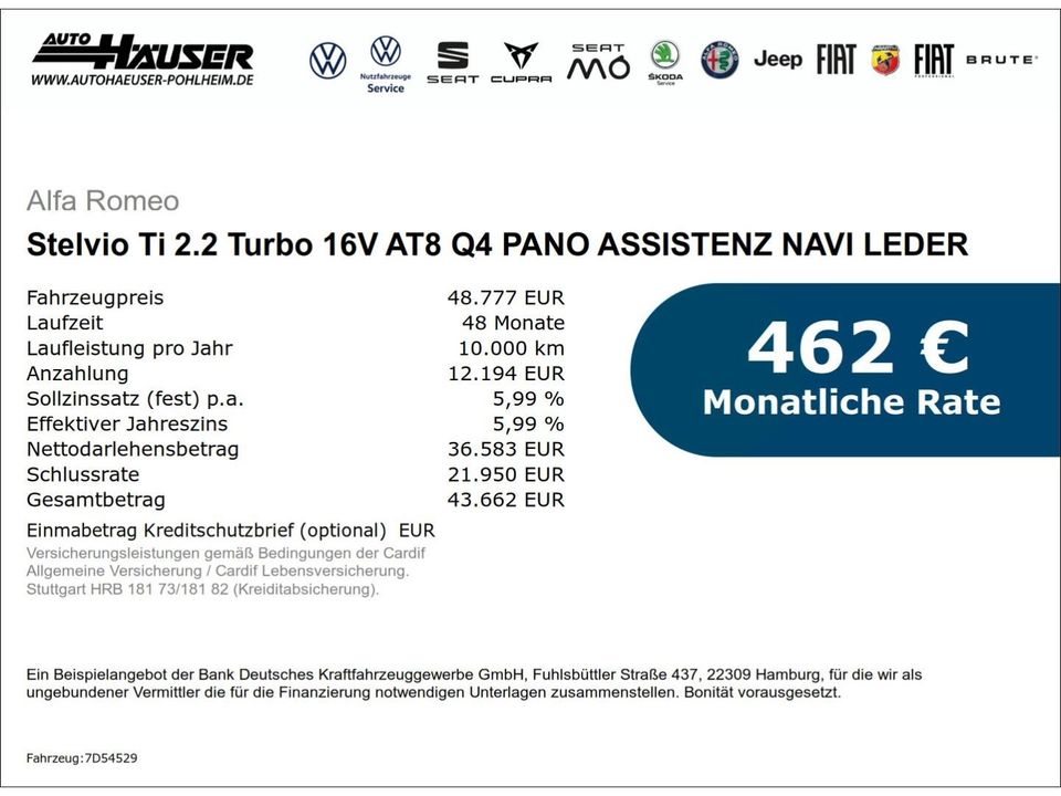 Alfa Romeo Stelvio Ti 2.0 Turbo 16V AT8 Q4 PANO ASSISTENZ N in Pohlheim