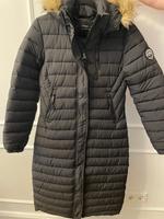 Schwarzer Superdry Wintermantel mit Kapuze und Kunstfell Bayern - Stockstadt a. Main Vorschau