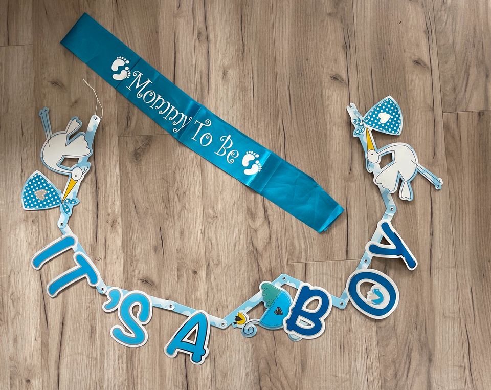 Babyparty Junge - Babygirlande & Scherbe in Sommerach