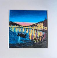 Ölpastell Gemälde. Sonnenuntergang in einer Meeresbucht Leipzig - Möckern Vorschau