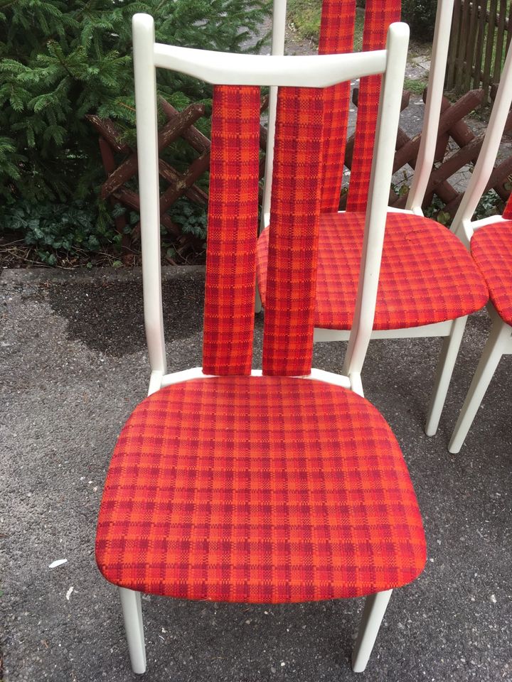 4 Stühle Vintage Retro Stuhl weiß rot in Schopfloch