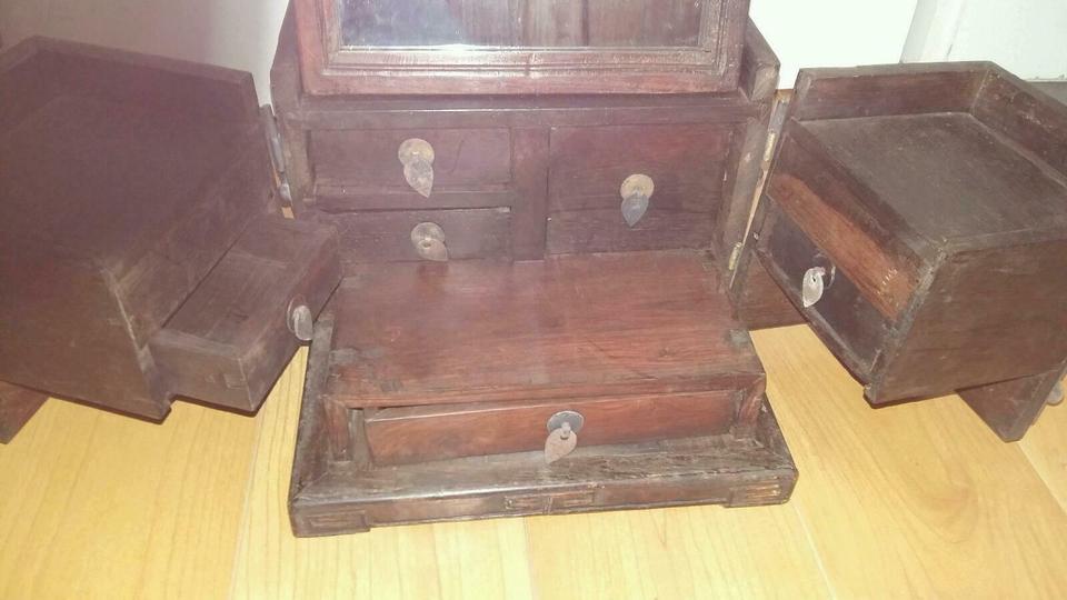 Antike Schmuck Rasier Truhe Schatulle Kiste Kasten Holz Reise in Weil am Rhein