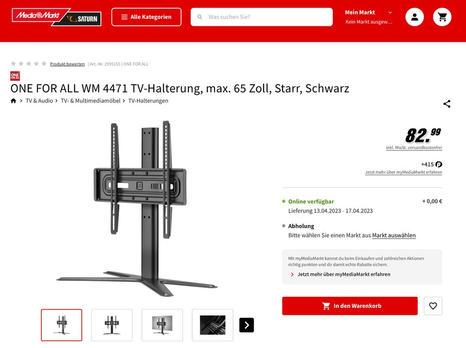 TV Halterung max. 32 - 65 Zoll in Castrop-Rauxel