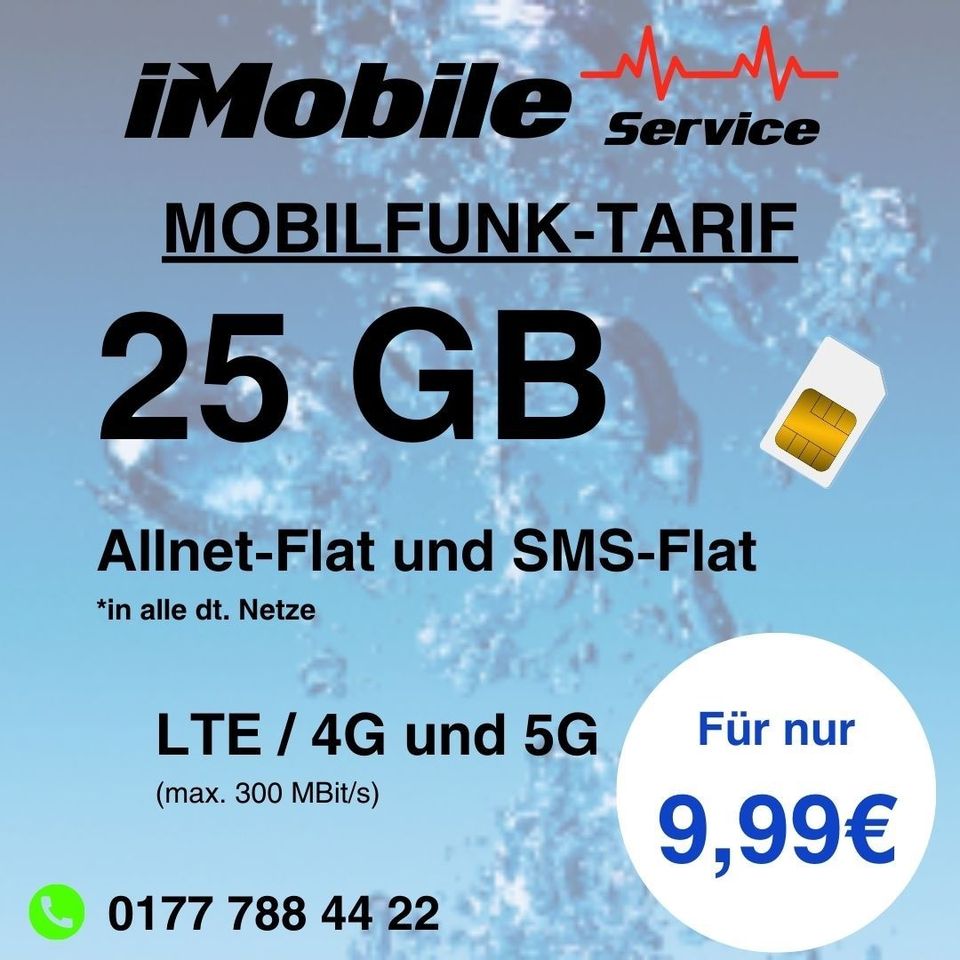 ✅ 25GB INTERNET MOBILFUNK-TARIF ✅ Allnet Flat ✅ SMS Flat ✅ EU ROAMING ✅ 9,99mtl. ✅ SIM-VERTRAG✅ ohne iPhone Samsung in Berlin