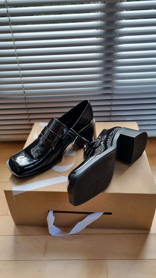 *ZARA* Lackleder Mokassins Loafer Karrée Schwarz 40 NP49,95€ NEU! in Ingolstadt