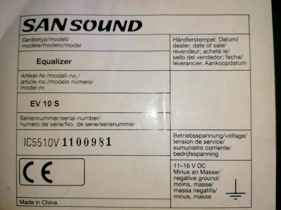 Auto Audio Equalizer SANSound EV 10 S in Waldshut-Tiengen
