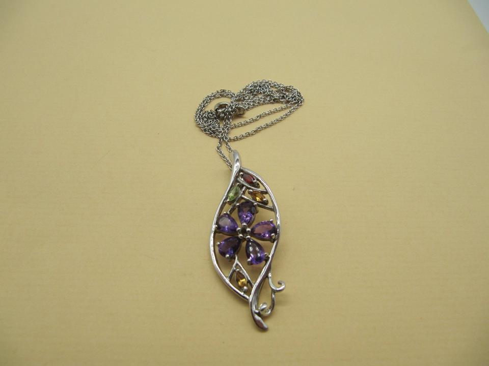 925 Silber Kette + gr. Anhänger mit Citrin Peridot Amethyst ... in Eystrup