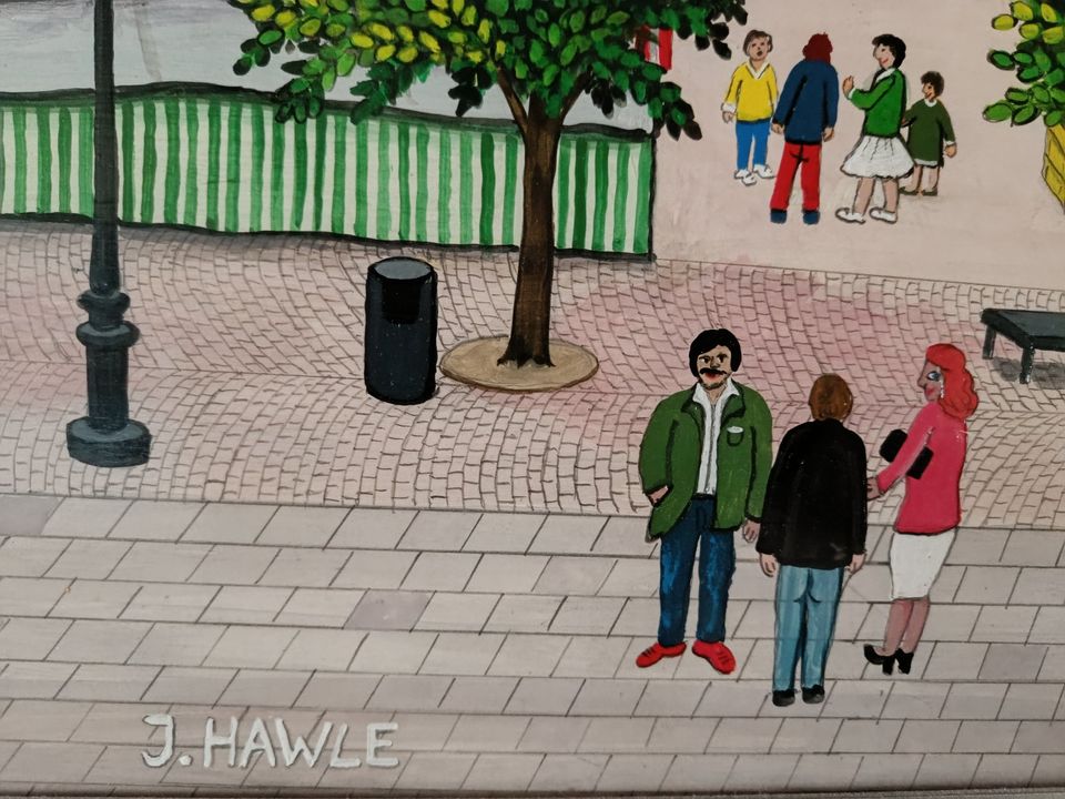 Original Gemälde Josef Hawle - Siegburg Marktplatz naive Malerei in Eitorf