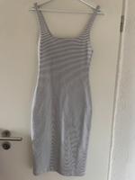 Gestreiftes Bodycon Kleid weiß/dunkelgrau mit Schlitz Bayern - Gilching Vorschau