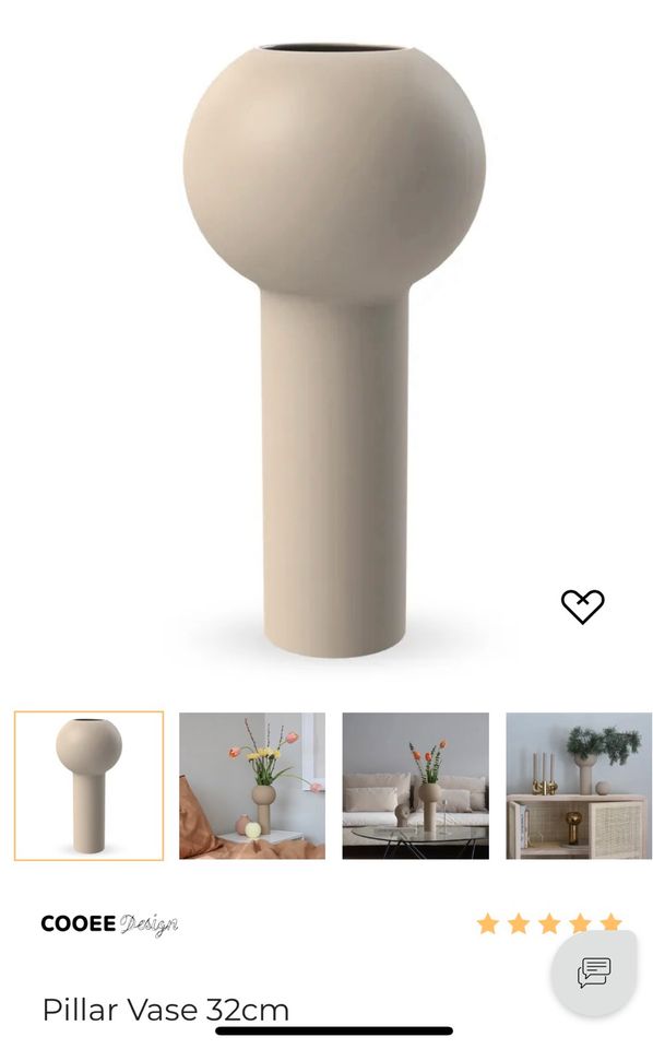 Deko Cooee Pillar Vase Sand Beige 24cm 32cm Skandi Japandi Boho in Göttingen