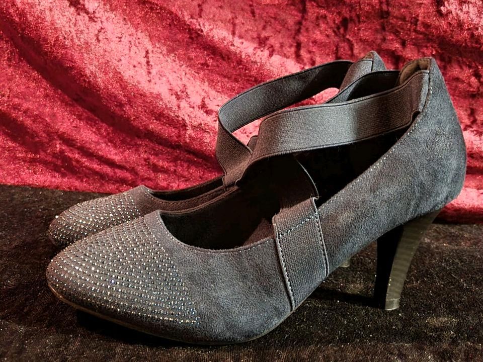 Neu Schuhe Pumps Ansatzschuhe blau Glitzer Strasssteine in Berlin