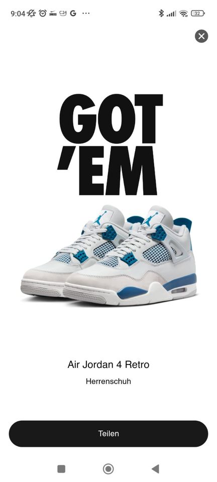 Nike Air Jordan 4 Retro military blue (2024) EU 45| US 12 NEU!! in Pürgen