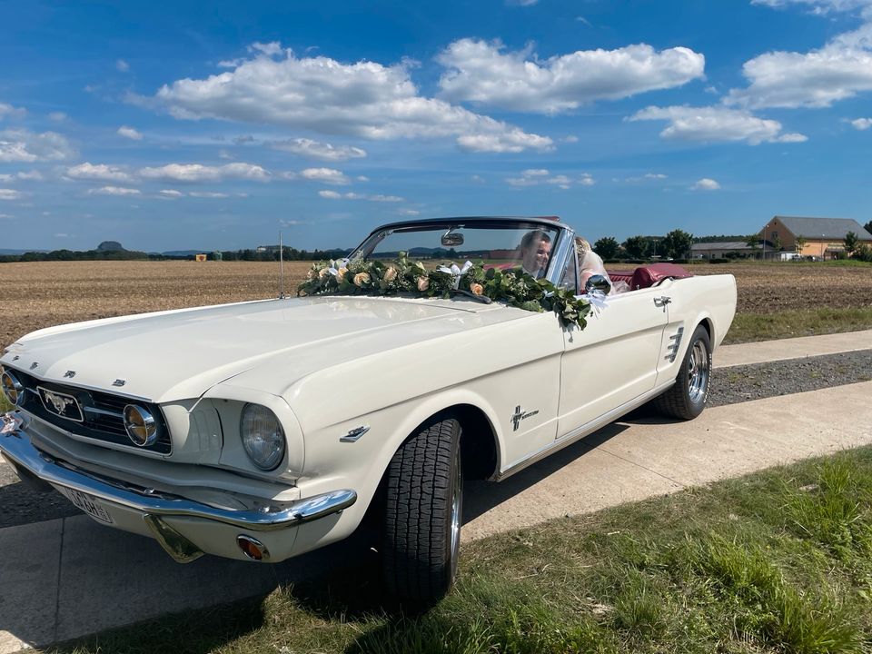 Ford Mustang Cabrio V8 Cabrio White mieten - Hochzeit, JGA in Pirna