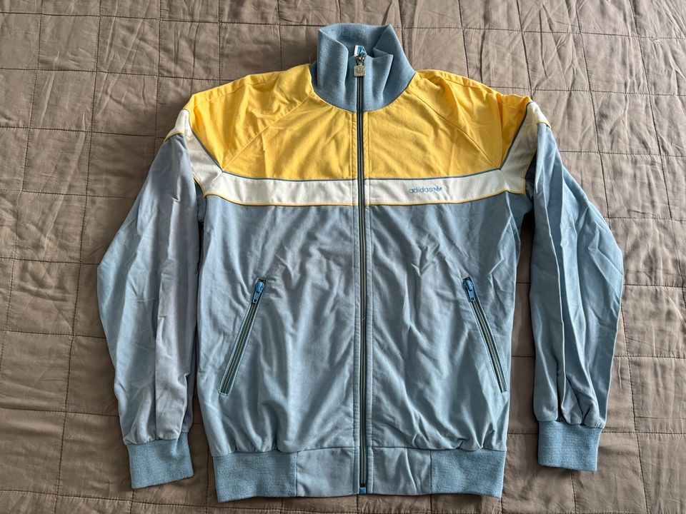 Adidas Vintage Velour Track Top Gr S Blau/Gelb Made in West DE in München