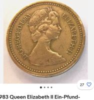 1983 er One Pound Elizabeth II Münze Brandenburg - Cottbus Vorschau