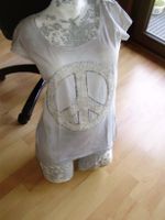 Key Largo Shirt weiß/ grau Peace mit Pailletten L Bayern - Forchheim Vorschau