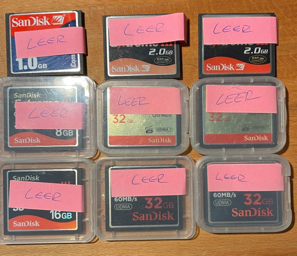 Compact flash 1, 2, 8, 16, 32 GB, 9 Speicherkarten auch einzeln in Ingolstadt