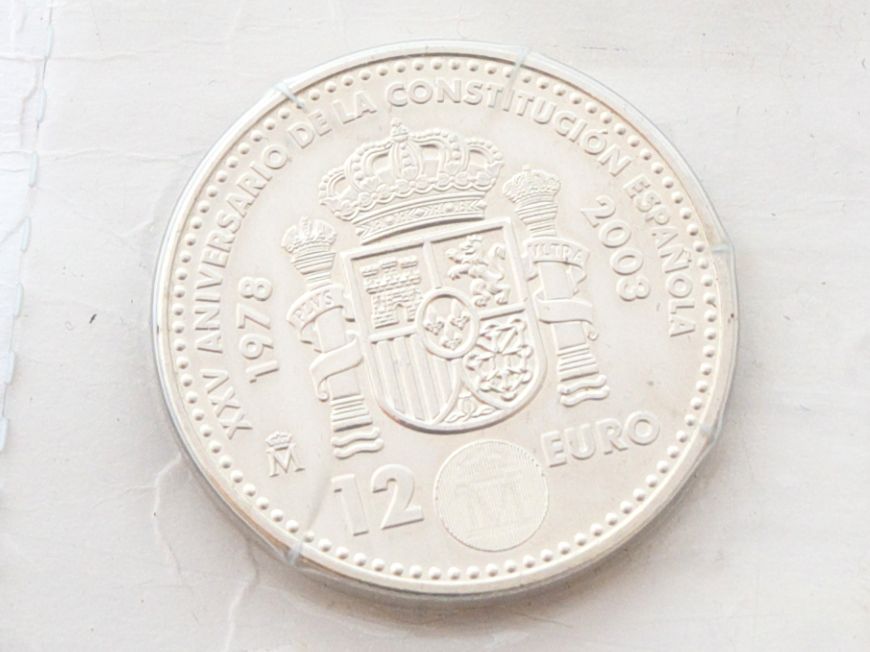 12 Euro Gedenkmünze Spanien 2003 Verfassung Silber in St Katharinen