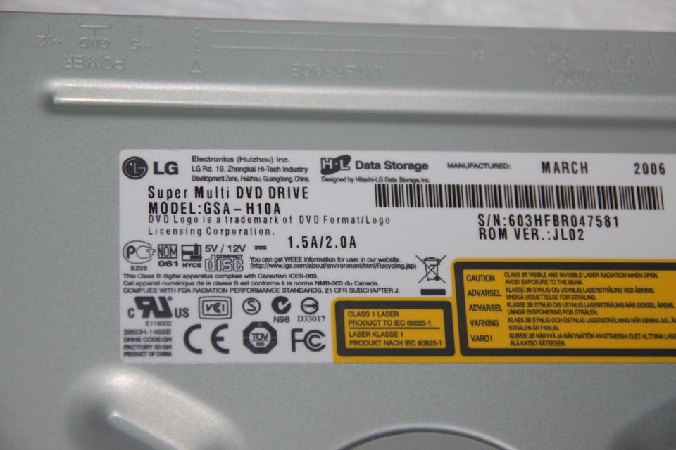 Super Multi DVD Drive LG GSA-H10A, helle Blende, IDE in Düsseldorf