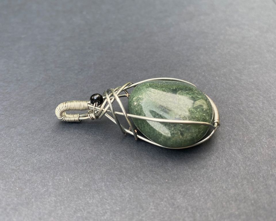 Moosachat Wire Wrapping Pendant handgemacht Anhänger heilstein in Dresden