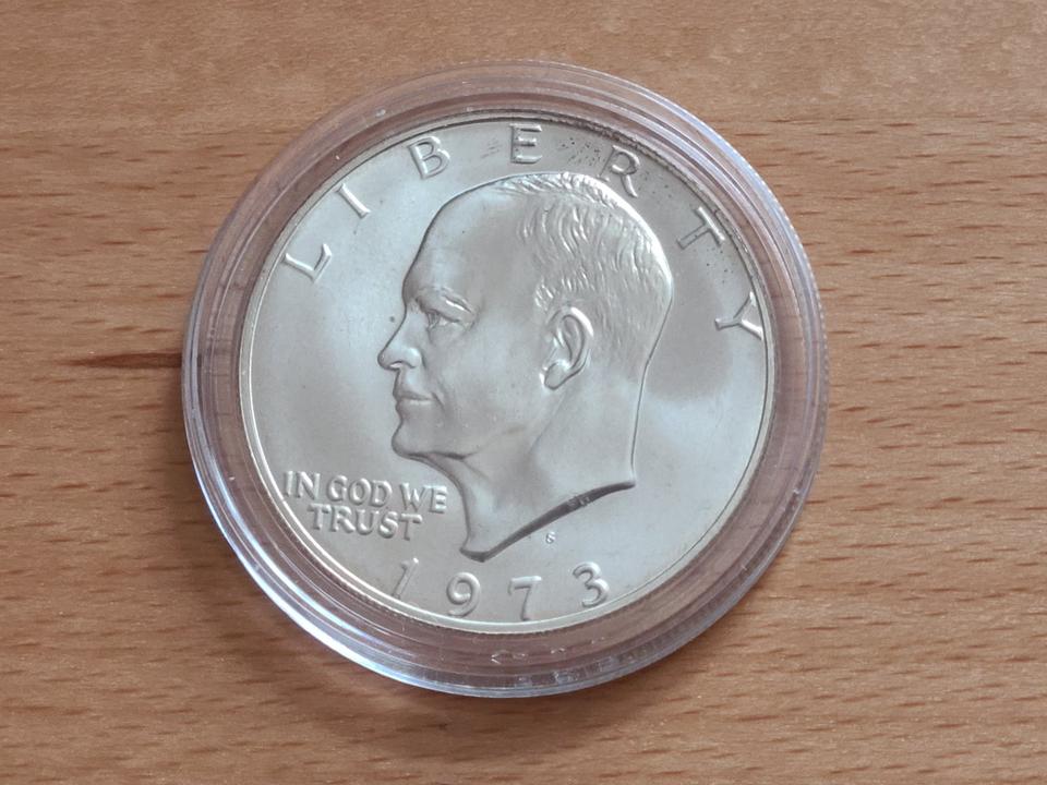 USA US Silber Dollar Eisenhower 1973 Mondlandung UNC Proof PP in Emmering