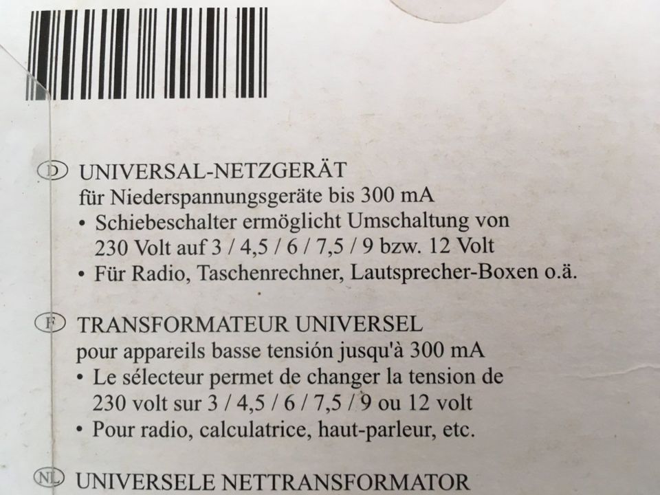 Universal-Netzgeraet 3 - 12V/ 300mA; NEU in OVP in Sigmarszell