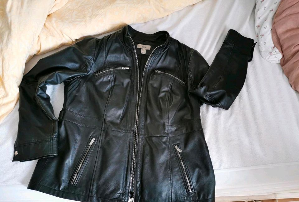 Coole Lederjacke Heine Damen Gr 48 schwarz in Neuwied