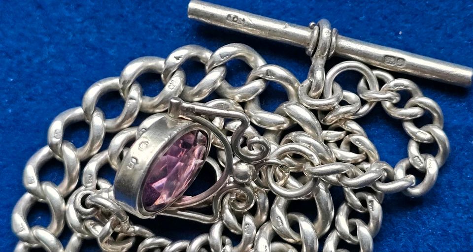 Antike englische Taschenuhr-Kette Sterlingsilber in Leipzig