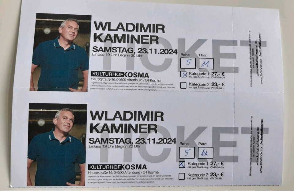 2 Tickets Wladimir Kaminer 23.11.2024 Kosma in Altenburg