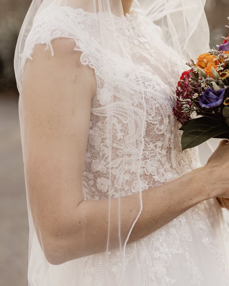 Brautkleid von Monica Loretti in Ivory nude, Gr.38/40, Hochzeit in Willingshausen