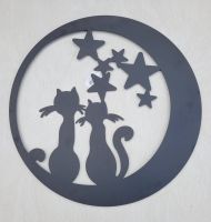 Wanddeko Katze Mond Sterne Rund Metall schwarz 60 cm NEU Niedersachsen - Bissendorf Vorschau
