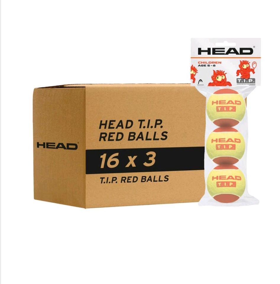 HEAD T.I.P. Rot Tennisbälle (Karton mit 48 Bälle, 16 X 3) in Palzem