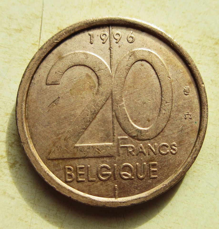 Münze-Belgien 20 Franken, 1996 Legende in französisch - "Belgique in Neukirchen-Vluyn