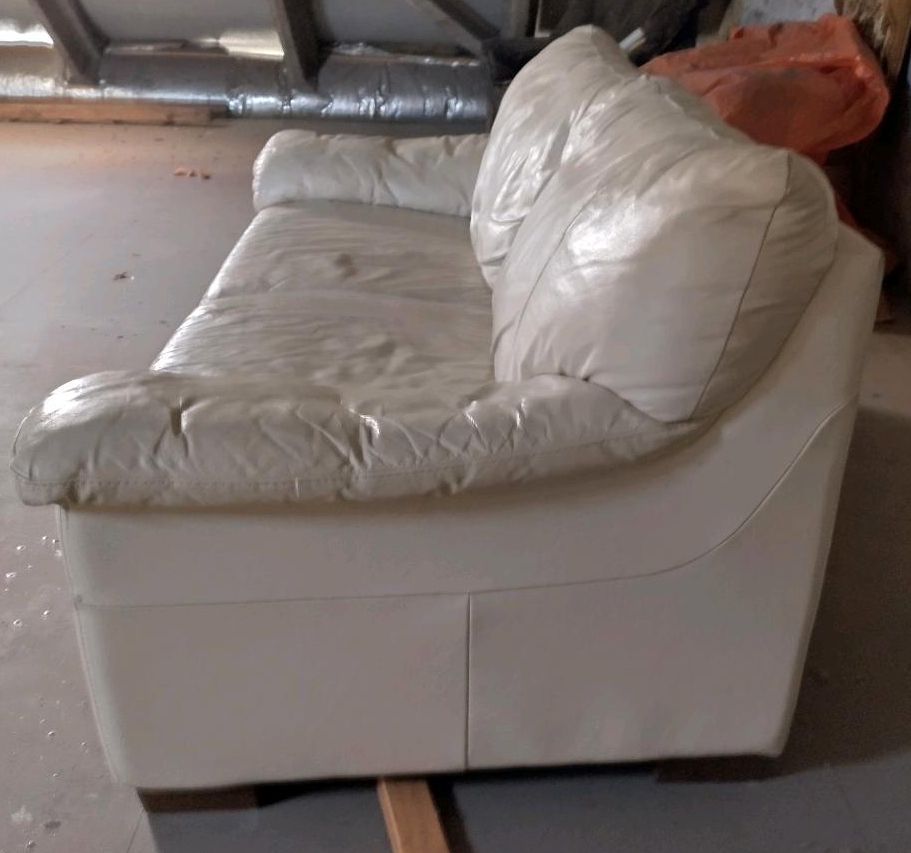 Couch Sofa Leder Creme helles Beige 200x94 cm weich in Dresden
