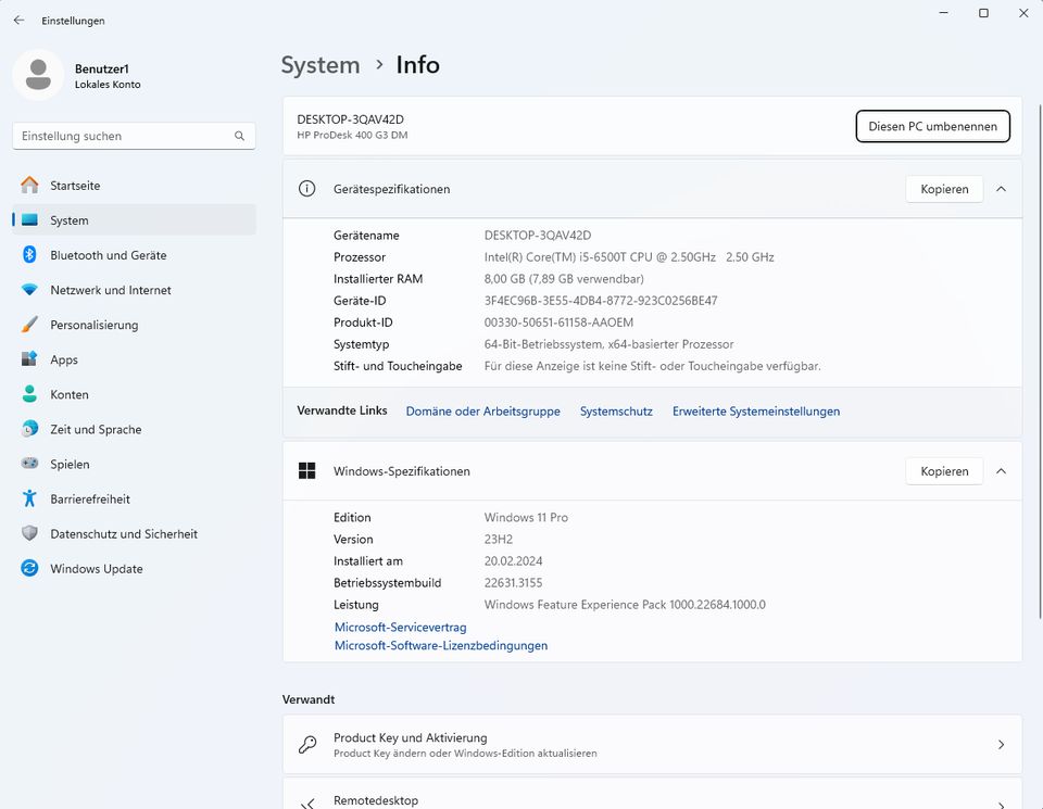 HP Prodesk 400 G3 Mini i5-6500T  8GB RAM 2x SSD 256GB in Güglingen