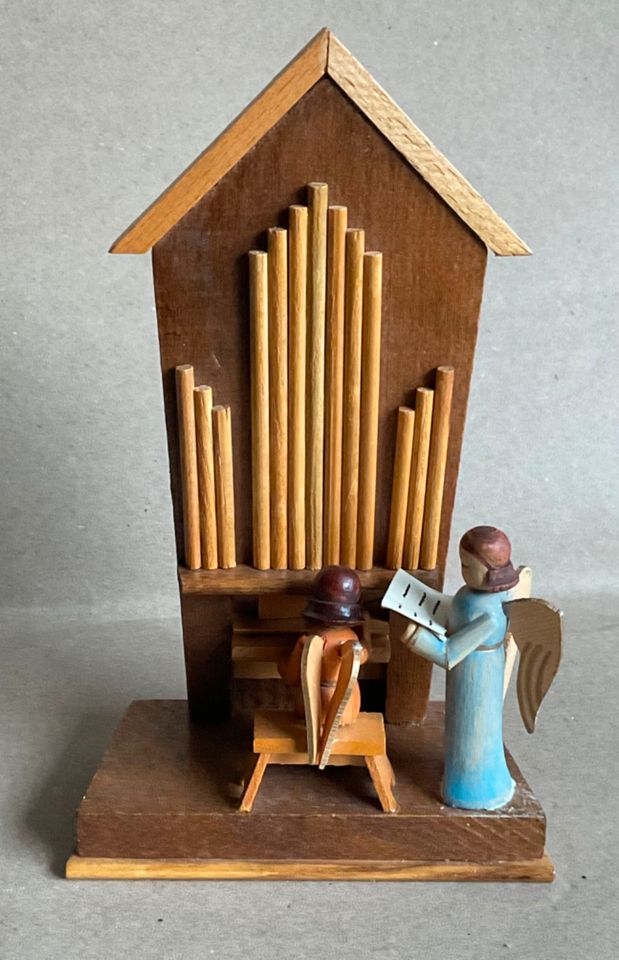 2 Engel mit Orgel -Erzgebirge Handarbeit Vintage Weihnachts Deko in Düsseldorf