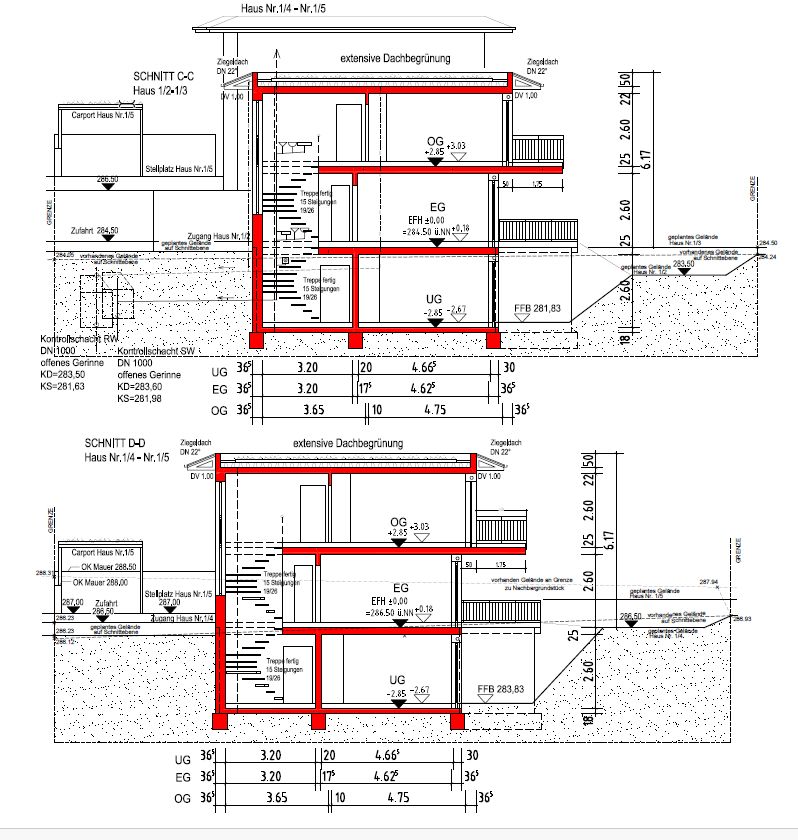 Neubauprojekt in Hochdorf, schöne DHH, 2 Terrassen, Balkon, Garten, KfW55, Carport und Stellplatz in Hochdorf