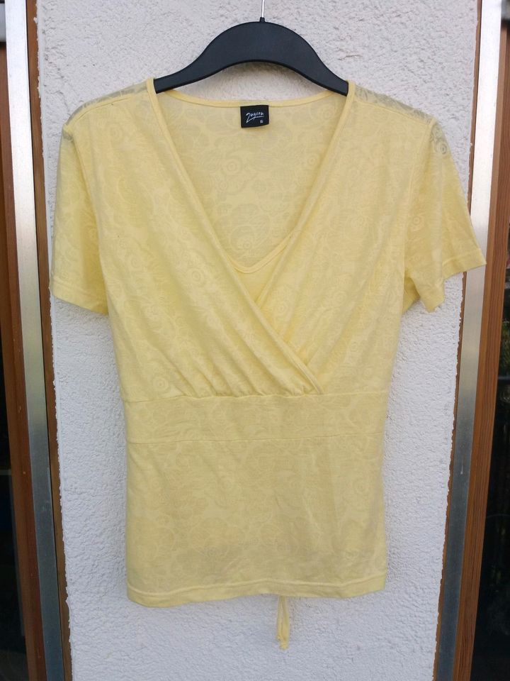 Zagora T-Shirt Sommertop Muster Gelb Motiv kurzarm Top in Mötzingen