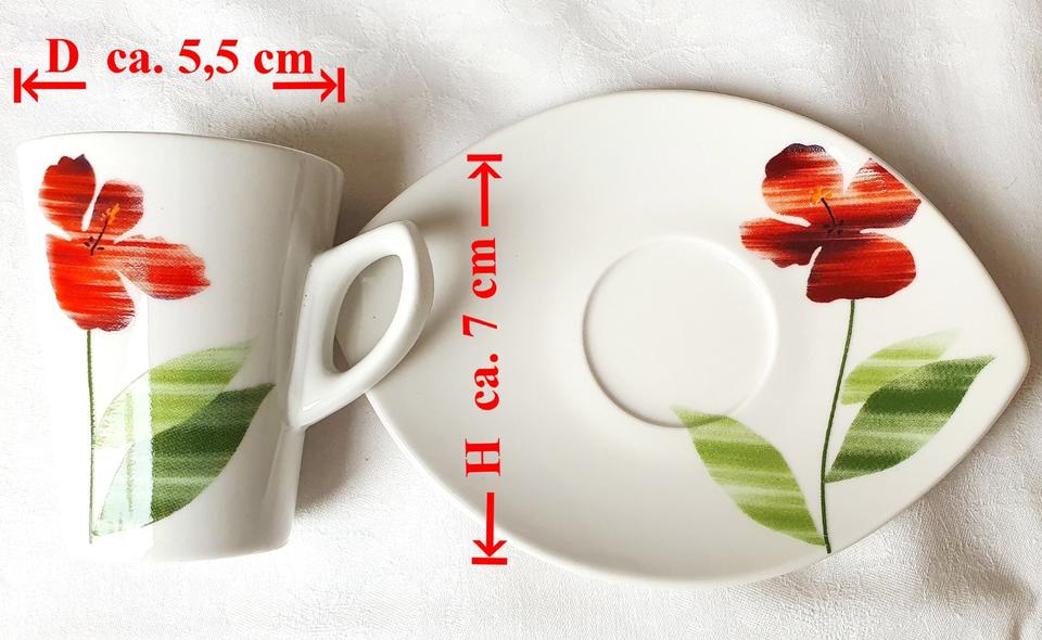 2 St. Mokkatassen/Espressotassen, Schloß Amalienburg, Mohnblume in Bautzen
