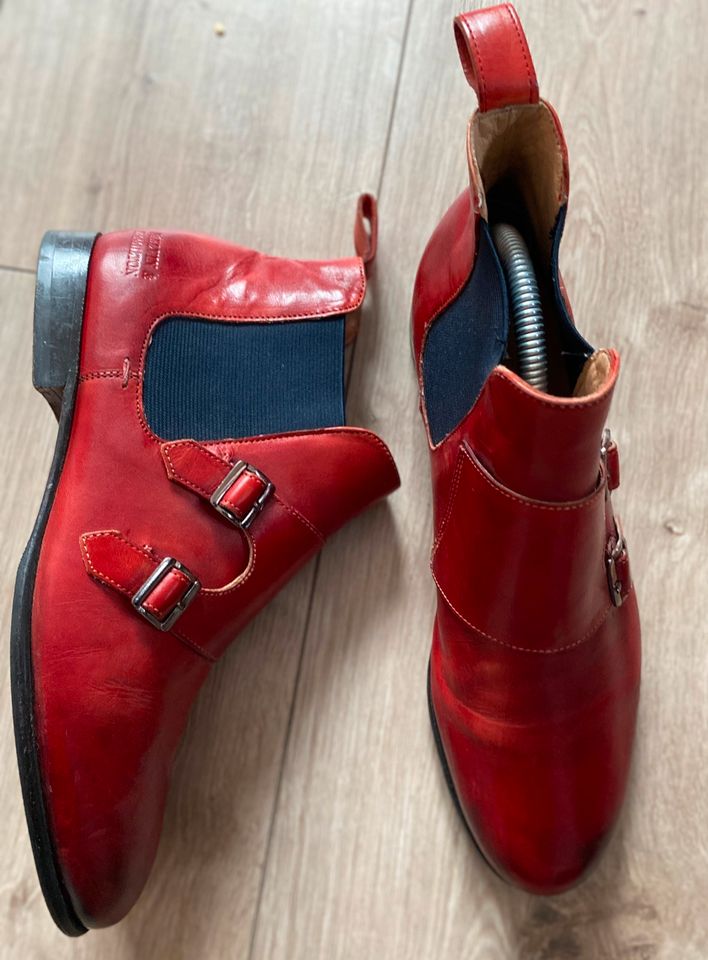 Melvin & Hamilton Chelsea Boots mit Schnalle - Gr. 39 Rot in Düsseldorf