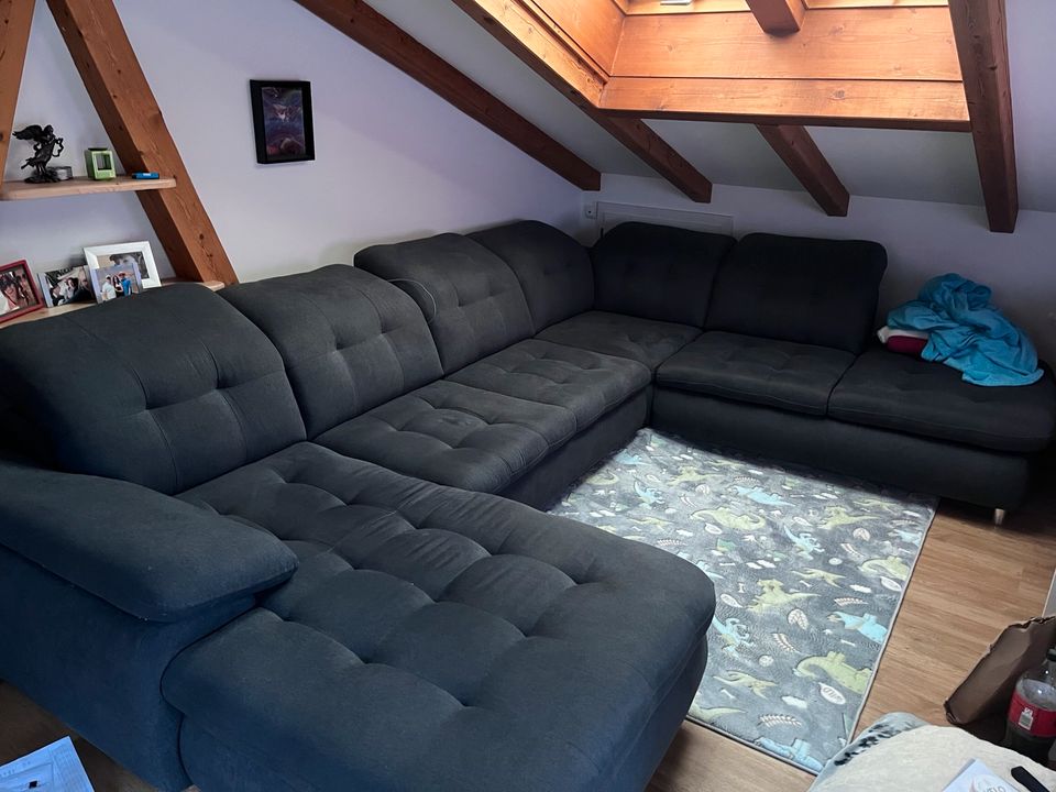 Couch - Wohnlandschaft dunkelblau/grau in Oberammergau