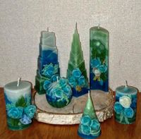 Handgefertigte Kerzen. blau -grün. Brandenburg - Doberlug-Kirchhain Vorschau