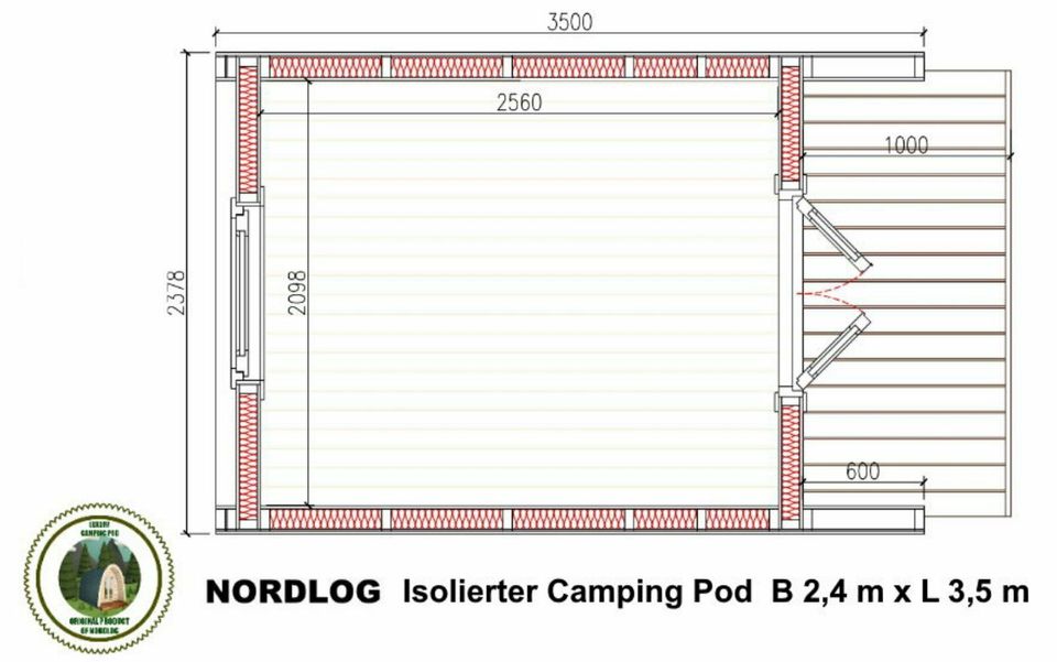 NordLog luxury ISO Camping Pod 2,4 x 3,5m Haus Gartenhaus Ferien in Weil der Stadt