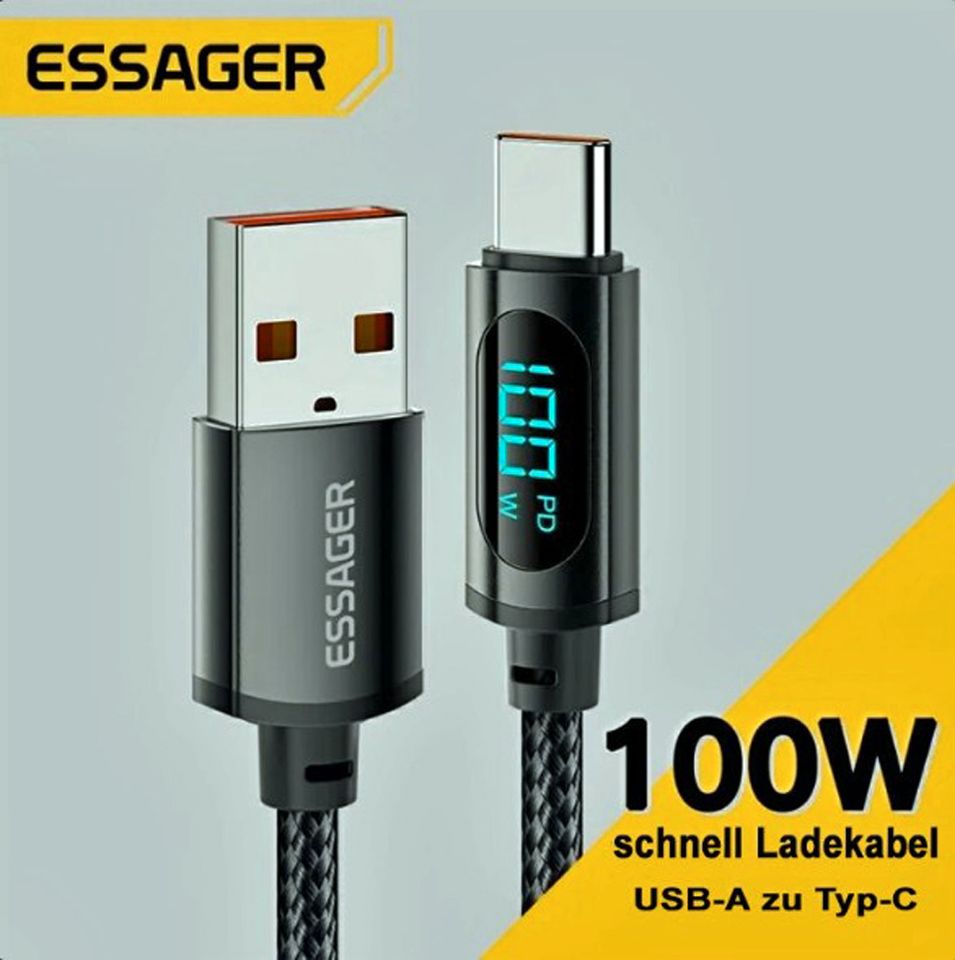 100W Typ-USB schnell Ladekabel Digi-LED-Indikator z.B. IPHONE 15 in Gladbeck