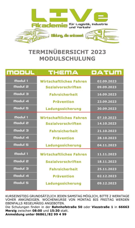 Modulschulung / Module / Weiterbildung für Busfahrer in Merzig